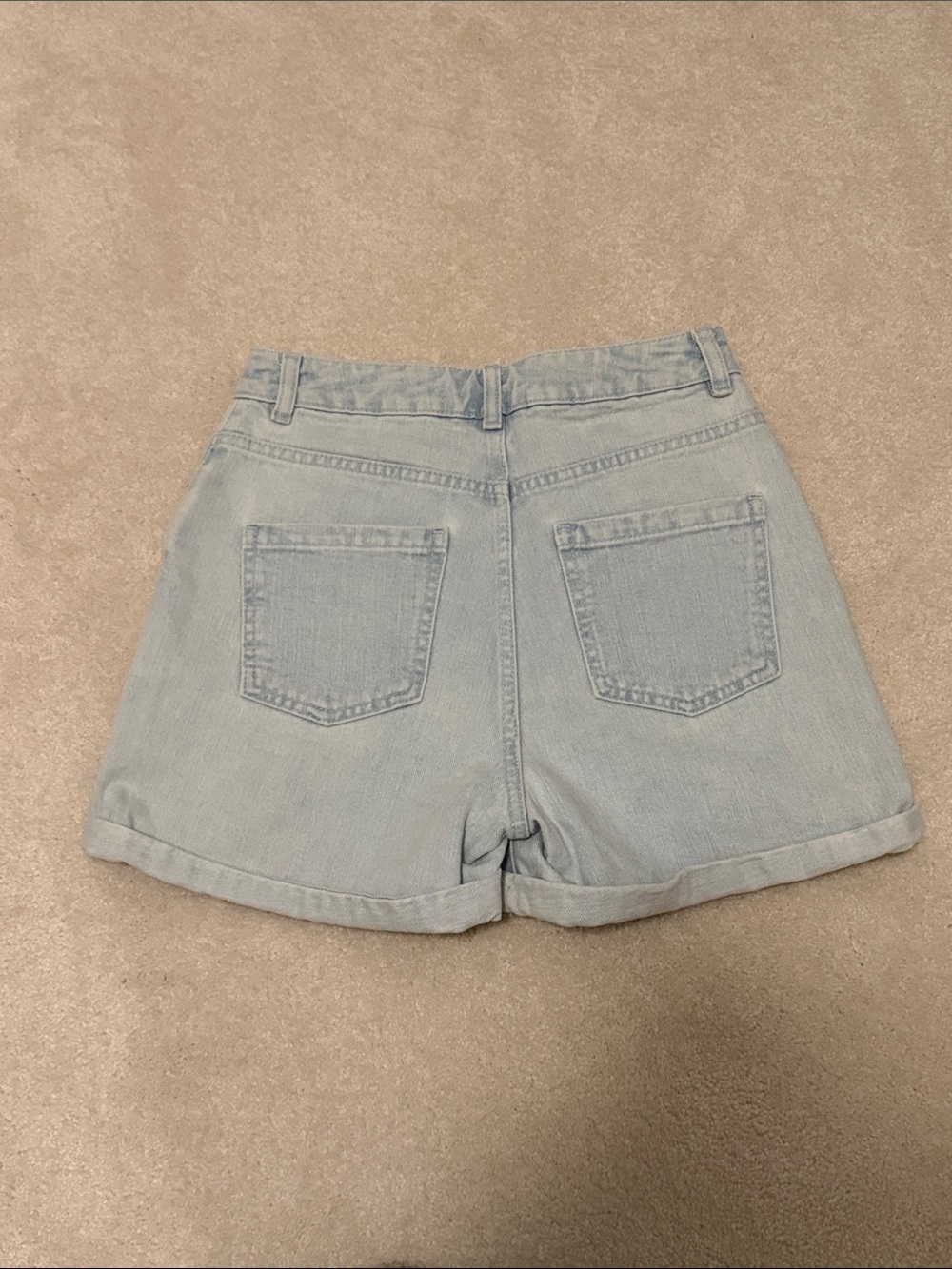 ASOS Light Blue High-Rise Denim Shorts with Front Ring Zip - Picture 4 of 5